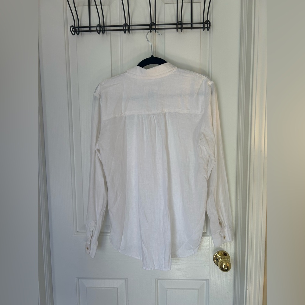Pilcro & The Letterpress Anthropologie White Button Long Sleeve Blouse Small - Picture 6 of 7